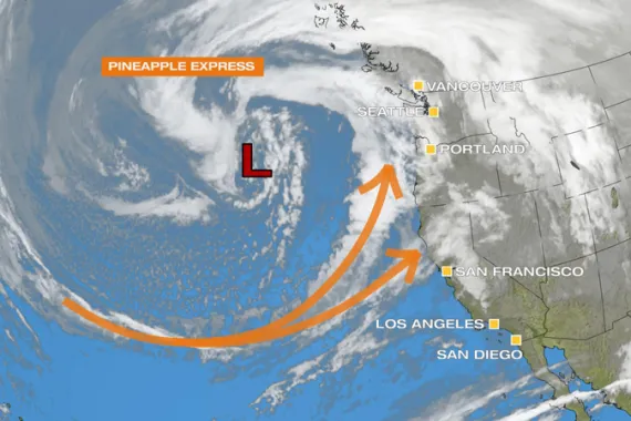 Pineapple Express Brings Heavy Rain and Snow to California